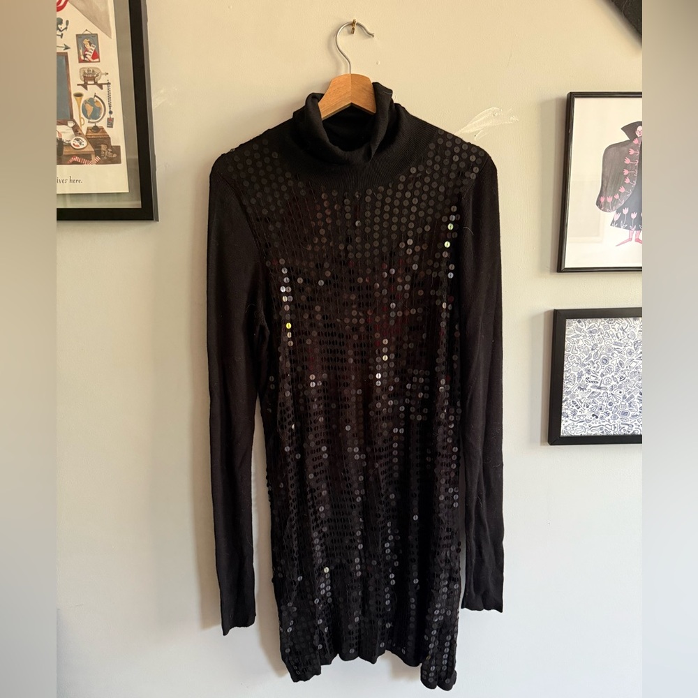 Alice + Olivia black sequin sweater dress